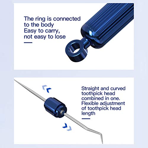 EXCEART 1 conjunto de palitos de dente longos profissionais de aço inoxidável, bolso reutilizável, f