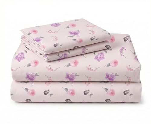 Image of VAS COLLECTIONS 300 TC Cloud Cotton Bedsheet Set Super King Size 108x108 Inch (275x275 cm) | Soft Breathable Double Bed Sheet with 2 Pillow Covers | Luxury Hotel Quality Bed Linen (Garden Orchid)