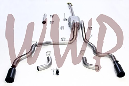 Performance SS409 Stainless Steel Dual CatBack Exhaust Muffler System With Black Tips Compatible With 15-20 Ford F150 Pickup Truck 2.7L 3.5L 5.0L V8 Ecoboost