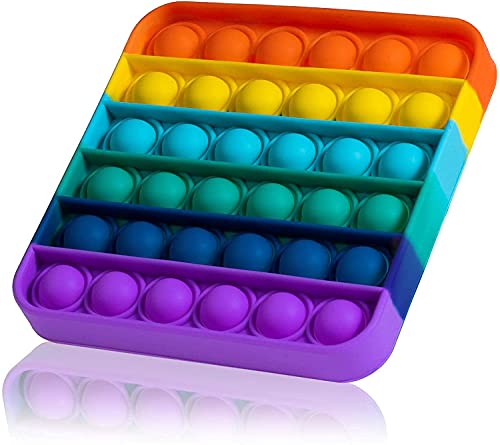 Pop It Fidget Toys,Push Pop Bubble Fidget Sensory Toy,Autism Special Needs Silicone Stress Relief Toy,Great Fidget Toy Sensory Toys Novelty Gifts for Girls Boys Kids Adults (Square Rainbow 1) Toy Review India (Iknoor World )