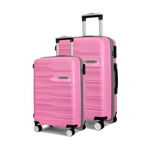 Image of Move-Meant TRAVELFY Small & Medium 55 & 66Cm Suitcase 8 Wheels Number Lock Polypropylene Pink Trolley Bag for Men & Women | 360 Degree Wheeling Luggage | Trolley Bags for Travel