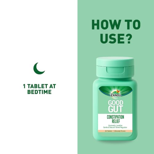 Image of Zandu Good Gut Constipation Relief Tablets | Clinically Proven Overnight Results | Gentle & Natural Bowel Regulator | 100% Ayurvedic Formula | 30 Tablets