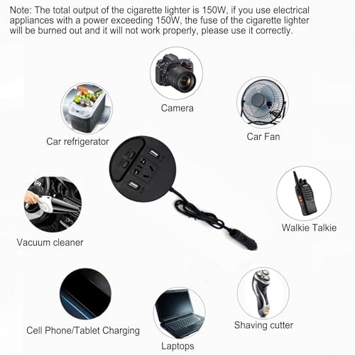 Inversor de corriente para coche y adaptador de enchufe multipuerto 4