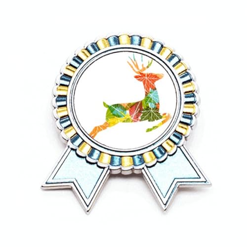 Broche élan coloré de Noël en métal M idéale sur un pull de réveillon