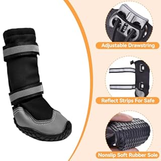 Dimicoo Dog Shoes,Waterproof Dog Boots for Winter,Anti-Slip Dog Snow Booties for Large Small Medium Dogs,Reflective Paw Protectors for Outdoor Walking Hiking
