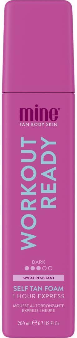 Minetan Workout Ready Self Tan Foam | Tanning Treatments Collection - Super Dark Skin Finish, Sweat Proof, Transfer Free, 1 Hour Express Mousse, Face & Body Fake Tanner, Ultra Deep Glow, 6.7 Fl Oz