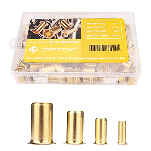 Ltwfitting Assortment Kit 1/4 3/8 1/2 5/8 Inch Od Compression Inserts, Brass Compression Fittings(Pack Of 200) #TOP30