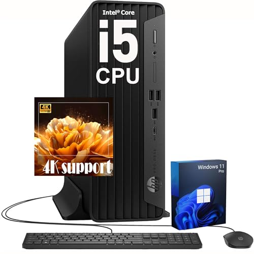 HP ProDesk Small SFF Desktop, 4K Support, Intel Core Processor, HDMI, USB-C, Wi-Fi 6, Bluetooth 5, RJ-45, Keyboard & Mouse Included, Windows 11 Pro (Intel Core i5, 64GB RAM | 1TB SSD)