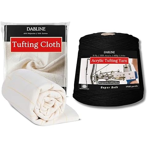 Dabline White Acrylic Yarn 1028 Yard with Tufting Cloth 80x80 for Rug Tufting Cover