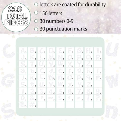 Image of Colarr 216 Pcs Glitter Bulletin Board Letters for Classroom Number Alphabet Punctuation Symbol Cutout 4'' Die-Cut Poster Letter with Adhesive Dot School Party Holiday Decor Display(Iridescence White)