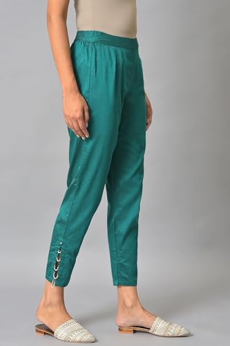 Image of W for Woman Floral Printed Beads Shantung Straight Kurta and Slim Pant Set