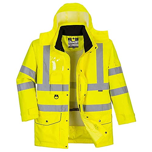Parka Hi-Vis 7-en-1 Portwest S427 pour rester au sec et visible sur les chantiers en 6XL