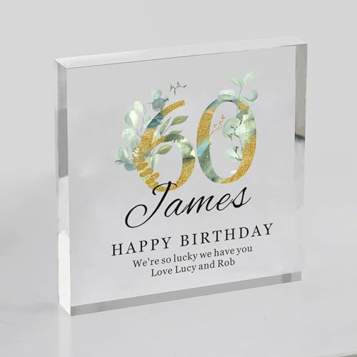 EDSG 60th Birthday Plaque Gifts for Women Acrylic Sign Plaque Personalised Gifts for Women Best Friend Mum Sister Wife Auntie Grandmother Birthday Persent Happy 60th Birthday Keepsake Decor