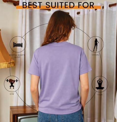 Image of SLEEPY NUTS Women's Plain Round Neck Regular Fit Half Sleeve Cotton T Shirt