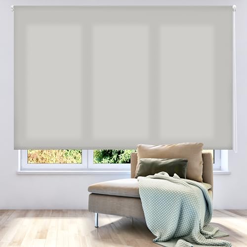 ECOMMERC3 | Estor Enrollable Translúcido Liso 160x175 Ancho x Alto - Estor Enrollable Medida Tela 157x170 - Estor Fácil Instalación a Pared o Techo - Estor Gris Plata