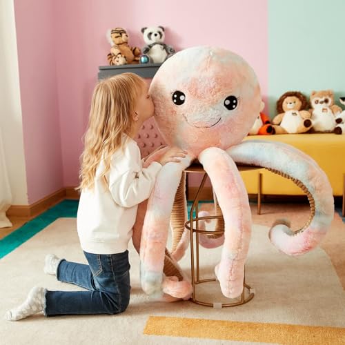 IKASA Groß Krake Octopus Stofftier Riesenkrake Plüschtiere für Kinder,75cm Gross Kuscheltier Plüschtier Riesiges Plüschtiere Jumbo Plüsch Spielzeug