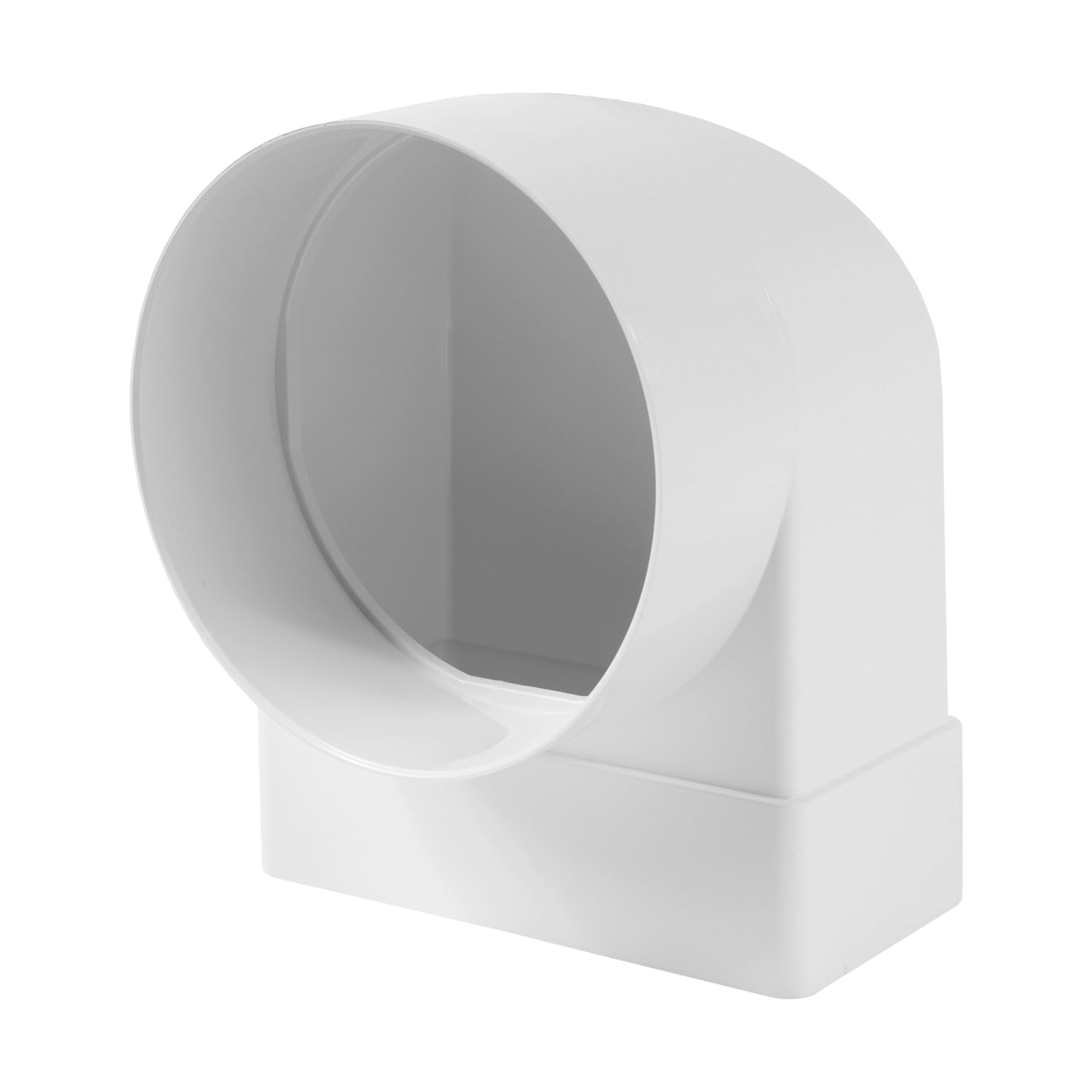 Repa Market Conector de tubo rectangular de 90 grados 150 x 75 mm para tubo de ventilación redondo de 125 mm – Tubo redondo de plástico ABS para calefacción, refrigeración, canal plano, conducto de