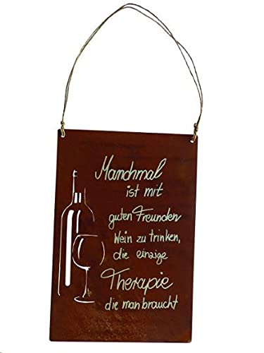 Schild „Unkraut Verschenken“ Aus Metall – Edelrost-Optik, Schriftrolle-Form, 53x32 Cm, Mit Aufhängebohrungen