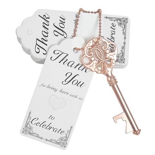 Décapsuleur clé vintage souvenir invité avec carte de remerciement pour fête prénuptiale et mariage