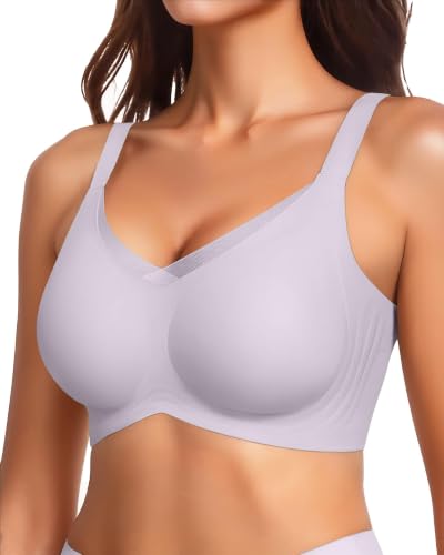 Image of VRVOCIE Wireless Bras for Women No Underwire Crossover V Mesh Seamless Supportive Bralettes Full Coverage Everyday Bra