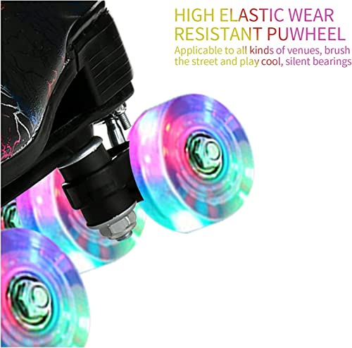Leafis Roller Skates Classic High-Top For Adult Outdoor Skating Light-Up Four-Wheel Roller Skates Shiny Roller Skates For Women (Lightning Black Flash Wheel,39), 39 Us 7 #TOP5