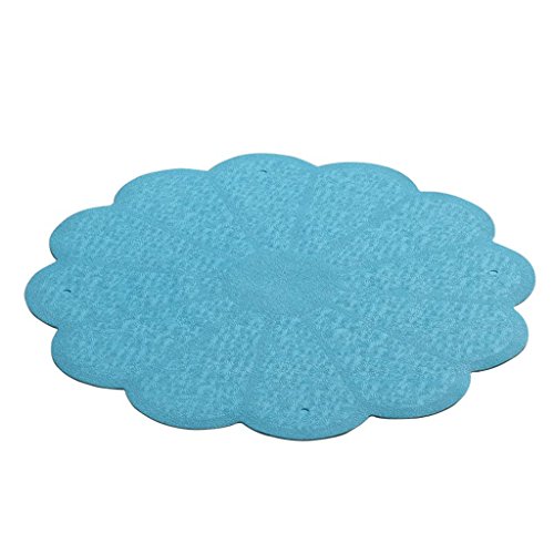 CKH Round Flowers Rubber Non-slip Mats Shower Bath Toilet Footstool Cartoon Bathroom Non-slip Mats (Color : Blue)
