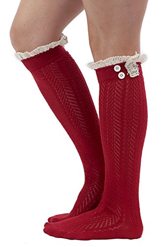 Image of The Original Button Boot Socks with Lace Trim Boutique Socks