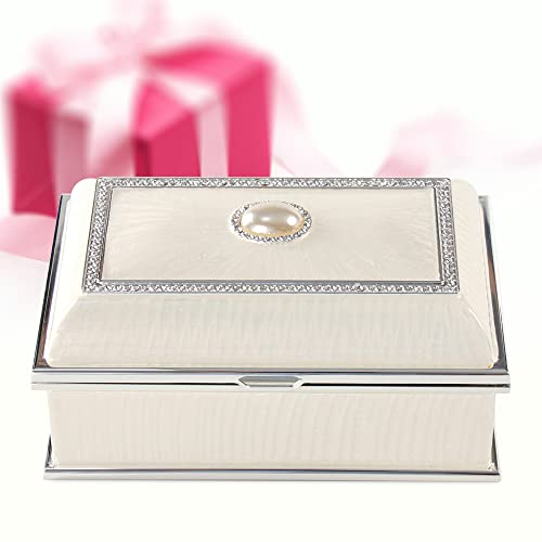 Lasody Rectangular Pearl Metal Jewelry Box Jewelry Organizer Box Jewelry Chest,Trinket Boxes For Women,Mother Day Anniversary Wedding Gifts thumb #4
