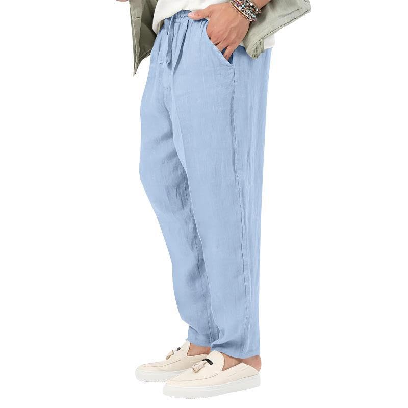 Men's Cotton Linen Pants Casual Drawstring Lightweight Pant Summer Beach Yoga Trousers4