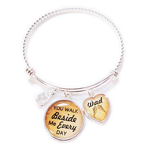 You Walk Beside Me Everyday Dad, Memorial Bracelet,Memorial Gifts ,Sympathy Gifts ,Bereavement Gifts,Condolence Gifts for Loss of Dad,Memorial jewelry (D3)
