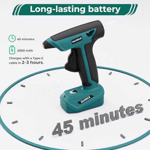 Miniatura 3 de Hansilk Pistola De Silicona Caliente Inalámbrica 2000mah 30 Barras De Silicona Pistola De Silicona Caliente Recargable Por Type-C Calentamiento Rápido En 15s Ideal Para Bricolaje Manualidades
