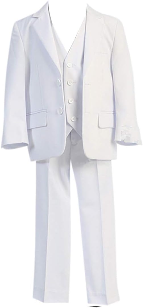 HBDesign Boys' 3 Piece 2 Button Slim Trim Fit Casual Suite White