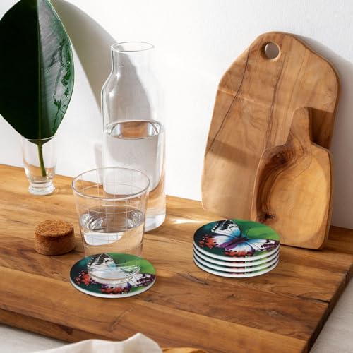 Sous-verres céramique absorbants lot de 4 papillon évite les taches d'eau sur table - 8