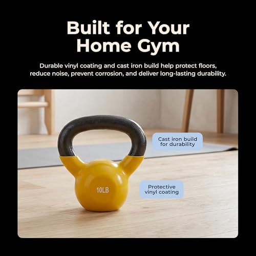 Image of Sunny Health & Fitness Vinyl Coated Cast Iron Kettlebell 5-25 lb