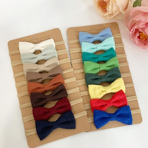 BlueMelon 16-Pack Baby Girl Headbands – Soft Nylon Elastic Bows for Newborns, Infants, Toddlers & Kids – Comfortable, Stylish Hair Accessories in Assorted Colors3