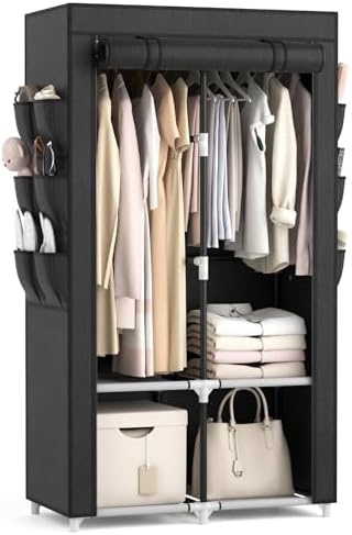 VTRIN Portable Closet Wardrobe Closet for Hanging Clothes with 4 ...