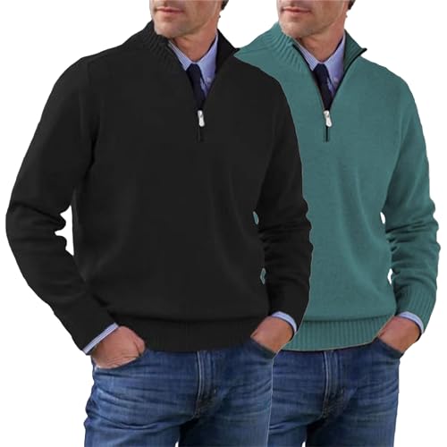 Mens Lightweight Zip Up Pullover Quarter Zip Slim Fit Sweater Business Long Sleeve Men Sweater