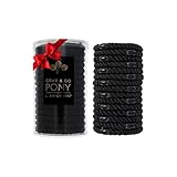 Black Hair Ties for Thick Hair, Grab & Go Pony Tube, 15 Pack, Black Pack, Thick No-Crease Bands with Strong Hold, Damage-Free Design, Sleek Everyday Style | L. Erickson