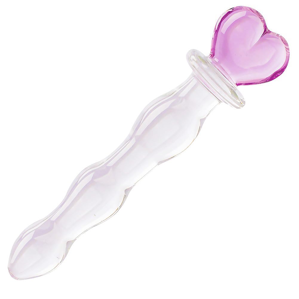 Crystal Glass Pleasure Wand Dildo Penis - AKStore - Pink (Pink-Heart)