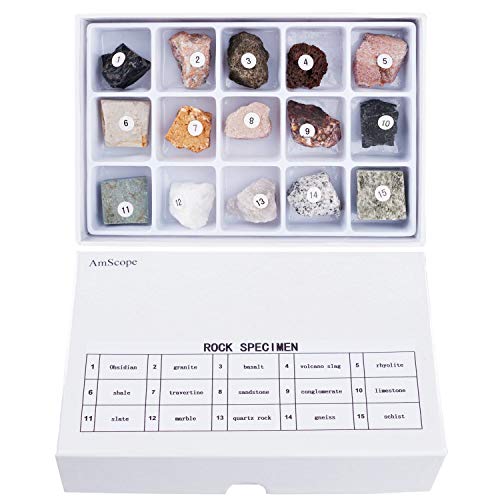 AmScope RK-15 15 pc Rock Specimen Kit for Stereo Microscopes