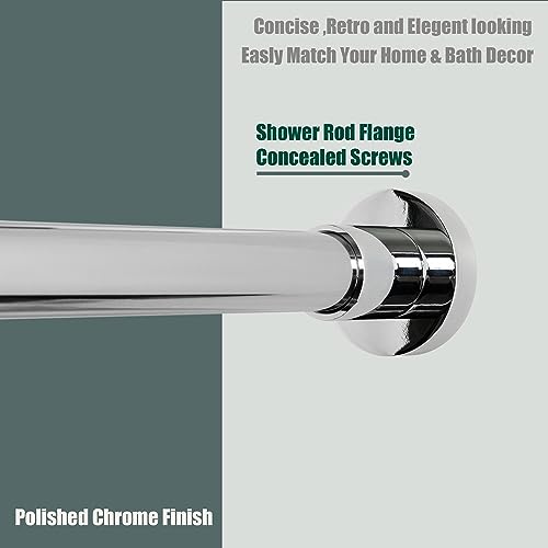 Image of Artiwell Heavy Duty Shower Rod, Adjustable Shower Curtain Rod, Expandable 47-84 Inch, Permanent Mount Shower Rod, Never Rust Stainless Steel For Window Curtain and Closet, Chrome Plated
