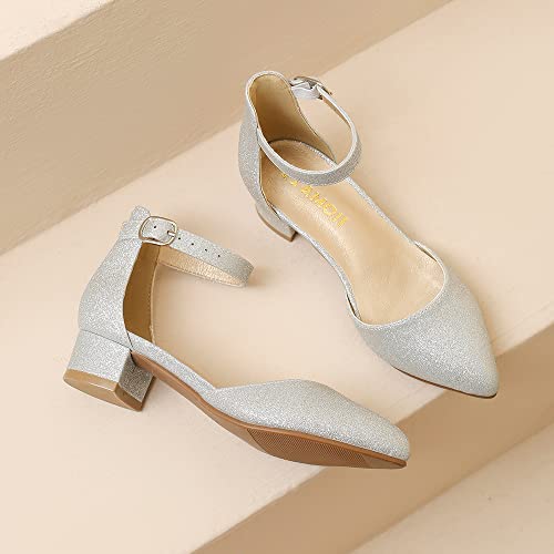 Image of Amoji Girls High Heels Kid Ankle Strap Dress Shoes Wedding Party for Little Kid Big Kid 412