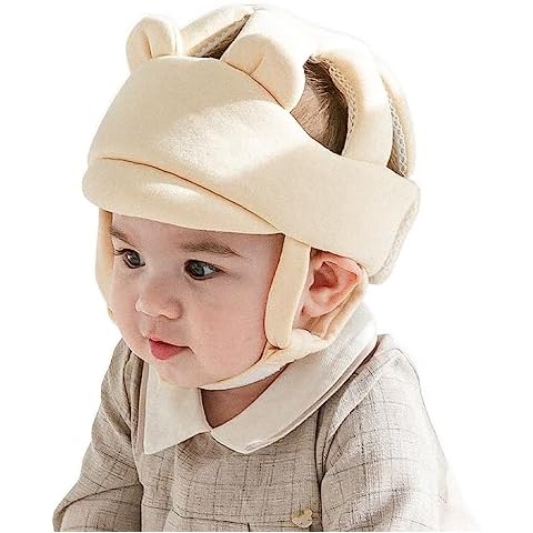 Organic Baby Head Protector- Baby Helmet GOTS Certified Cotton, Bunny, Adjustable & Ultra-Lightweight Head Protector for Crawling & Walking Infants, Toddlers Cover