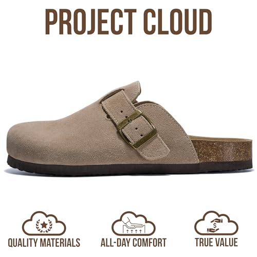 Image of Project Cloud 100% Genuine Leather Footbed Clogs for Women - Memory Foam Arch Support Slippers for Women - Trendy Slip-ons Women's Mules & Clogs Sandals