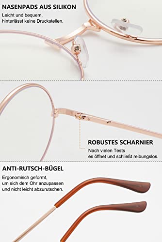 Lanomi Retro Round Reading Glasses Vintage Metal Full Frame Lightweight High Definition Reader Eyeglasses for Women Men Gold 2.5 - Image 4