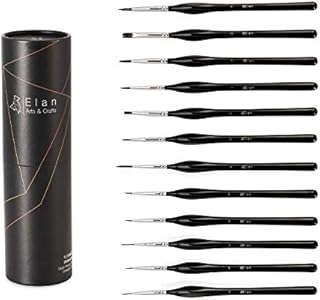 Elan Detail Paint Brush Set, 12 Paint Brushes for Acrylic Paint, Paint Brush Fine Detail Set, Watercolour Brushes Set, Artist Brushes, Thin Art Brushes, Acrylic Paint Brushes Set, Oil Paint Set