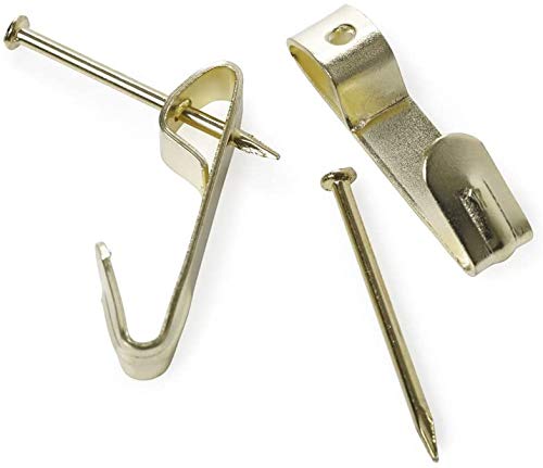 RKLTools.co.uk2 x Electro Brassed Single Picture Hook with Pin - Small (Pack of 20)