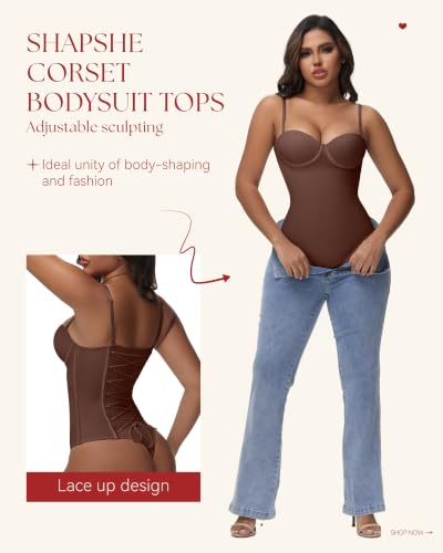 Image of SHAPSHE Strapless Shapewear Corset Bodysuit Top for Women Going Out Outfits