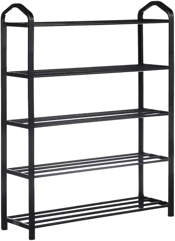 BURAKH 3/5/6/8 Tier Shoe Stand Storage Lightweight Compact Space Save Shelf Organizer Shoe Racks Storage, Coat and Shoe Rack, Coat Rack with Shoe Storage (Rail Style: 5 Tier Shoe Rack Style 2)