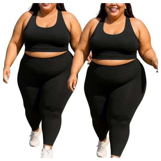 Kit 2 Conjunto Plus Size Academia Fitness Feminino Calça Legging Plus Size Suplex e Top Cropped Sem Bojo (2 Pretos, G2)